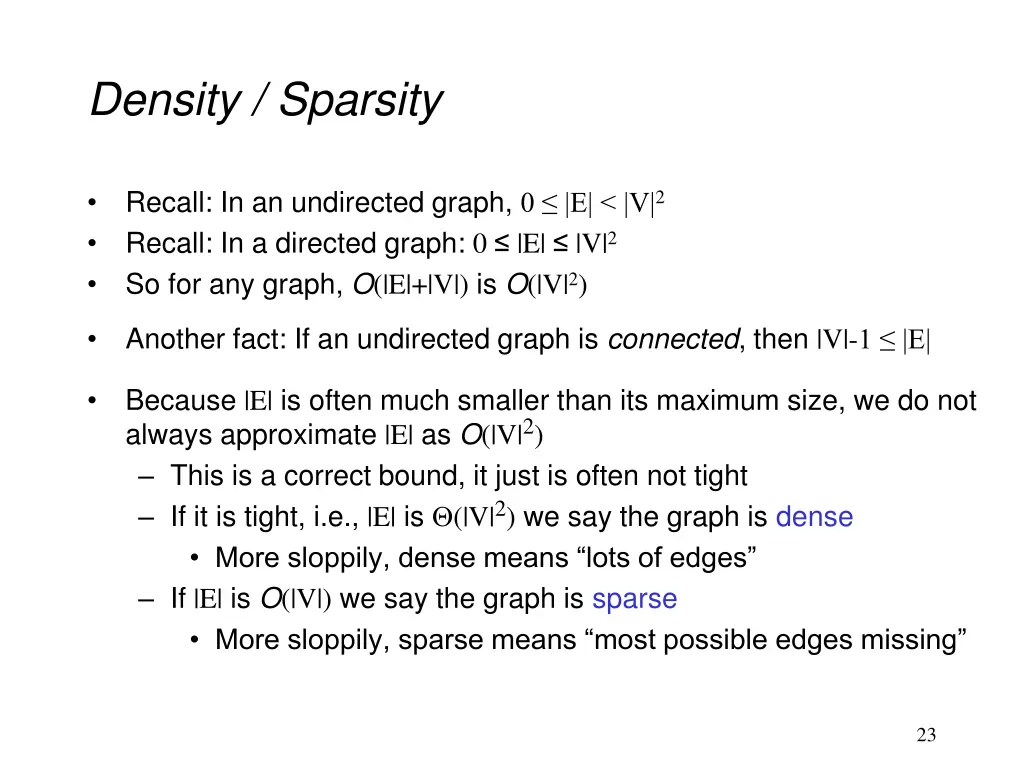 density sparsity