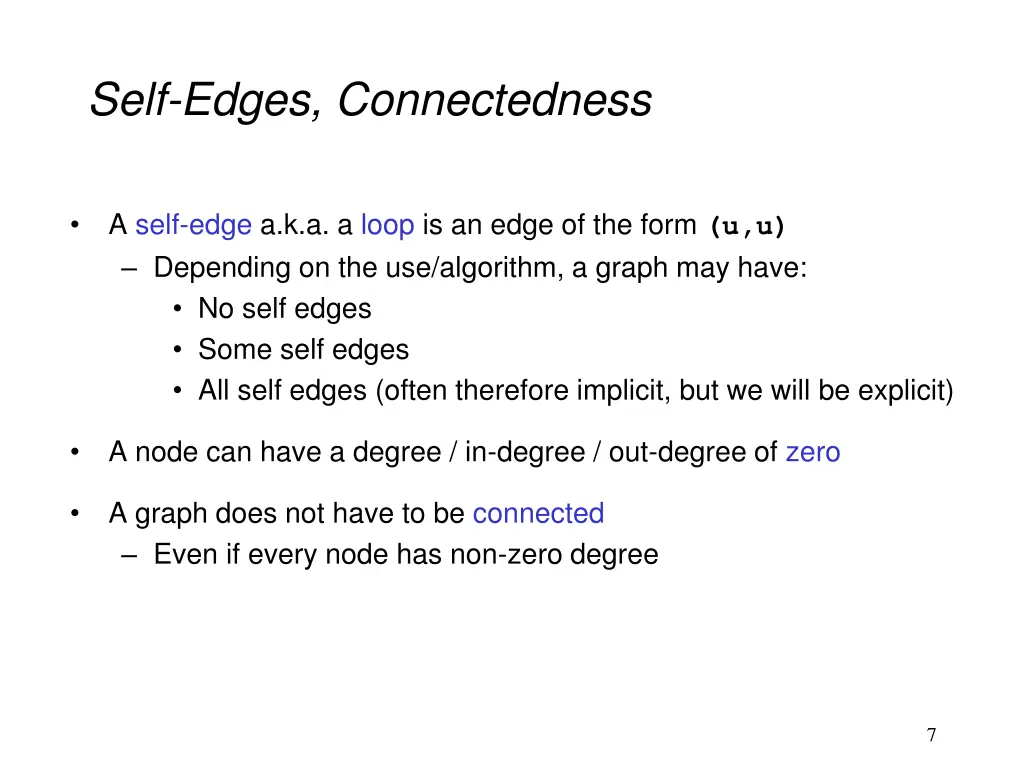 self edges connectedness