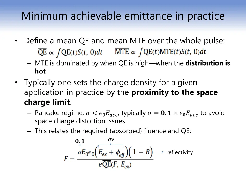 minimum achievable emittance in practice