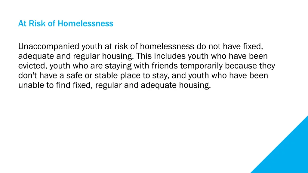 at risk of homelessness