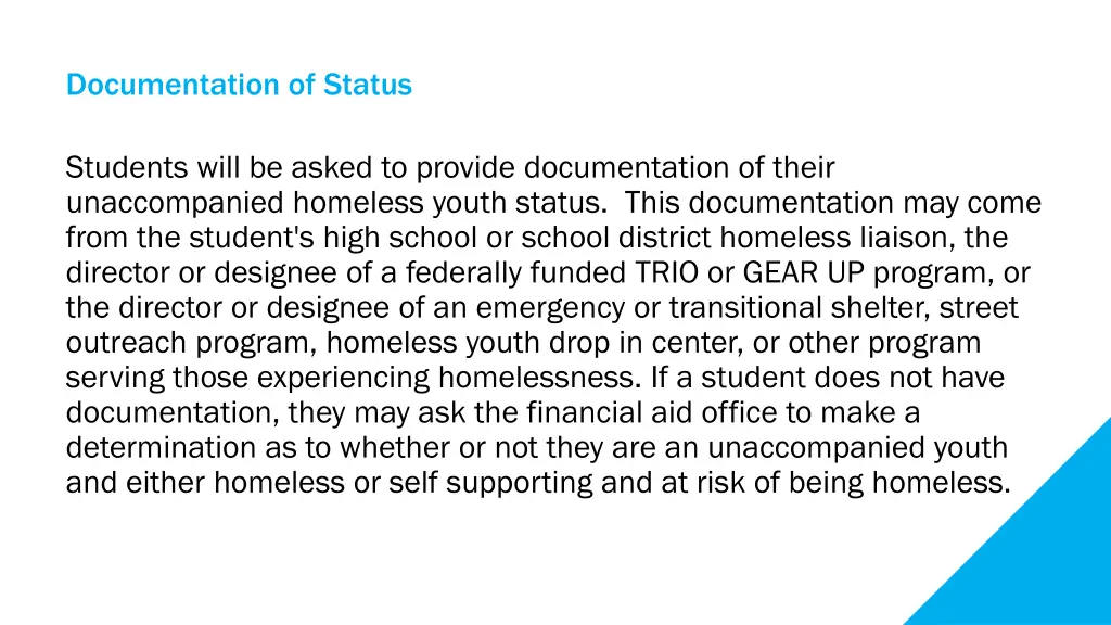 documentation of status