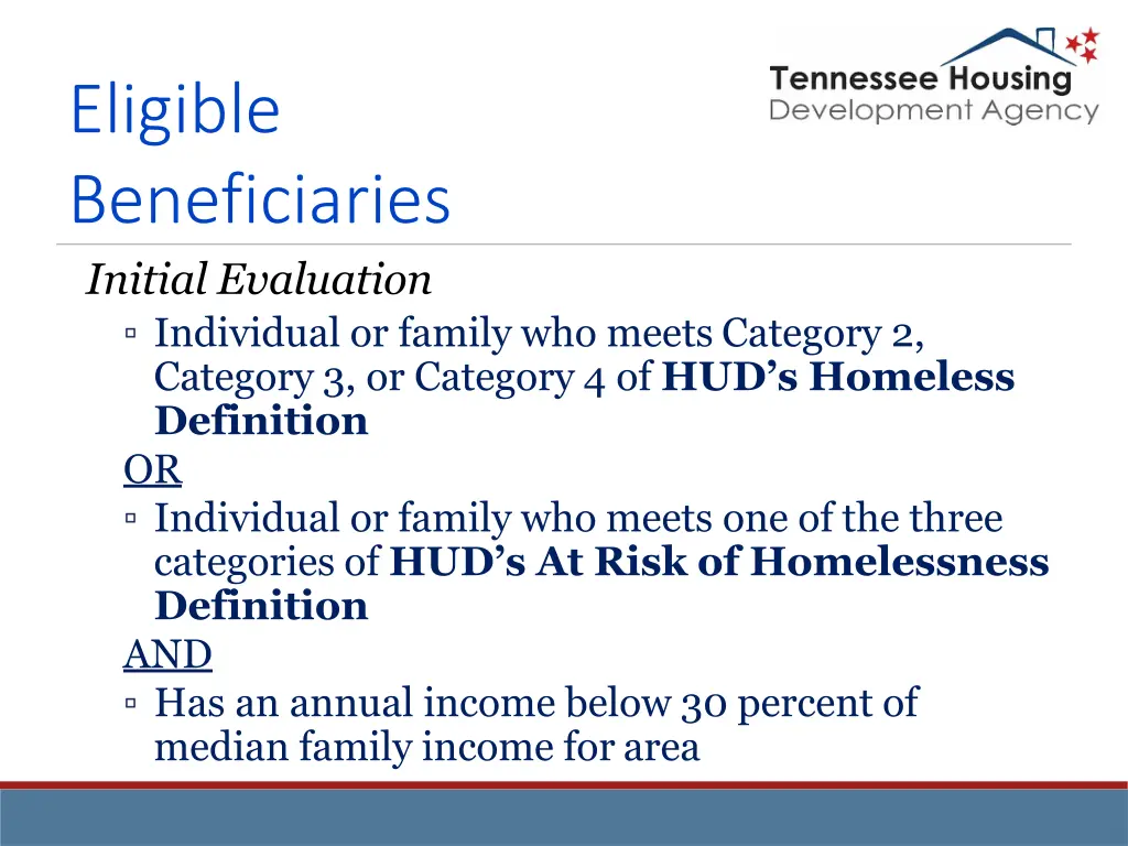 eligible beneficiaries initial evaluation