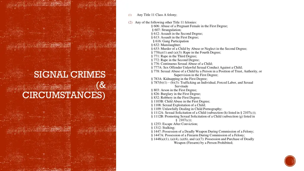 any title 11 class a felony