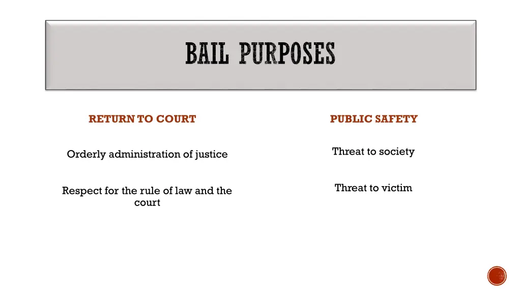 bail purposes