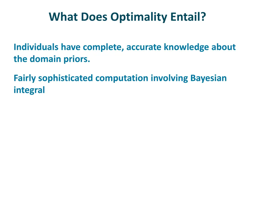 what does optimality entail