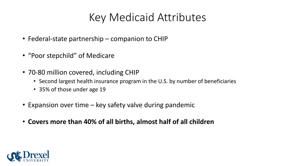 key medicaid attributes