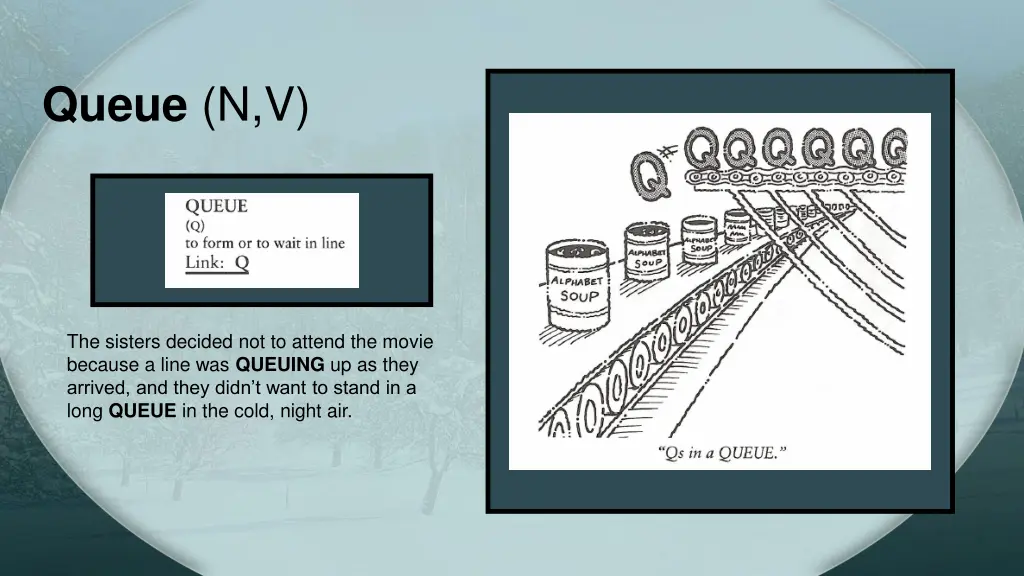 queue n v