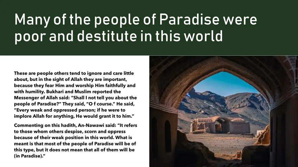 many of the people of paradise were poor