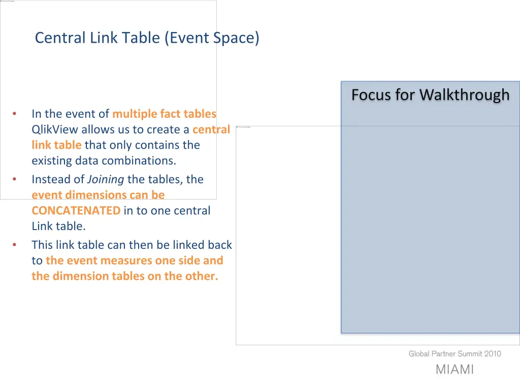 central link table event space