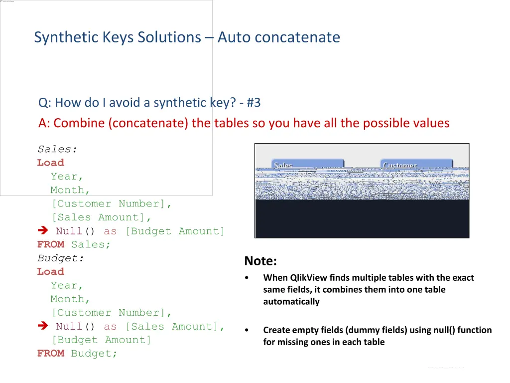 synthetic keys solutions auto concatenate
