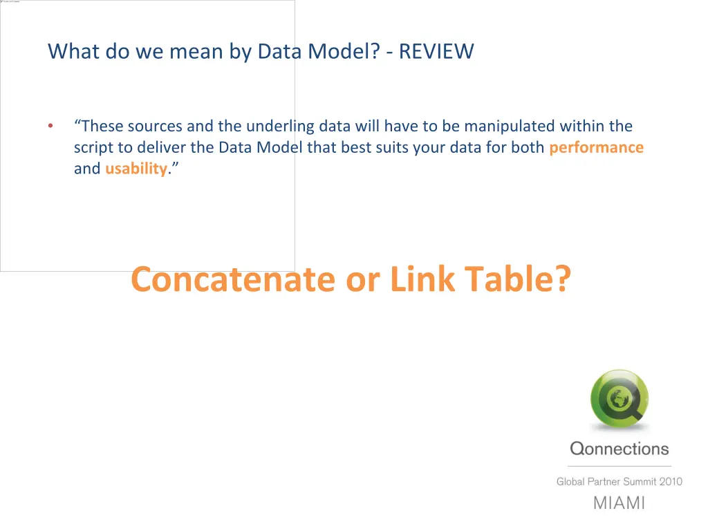 what do we mean by data model review