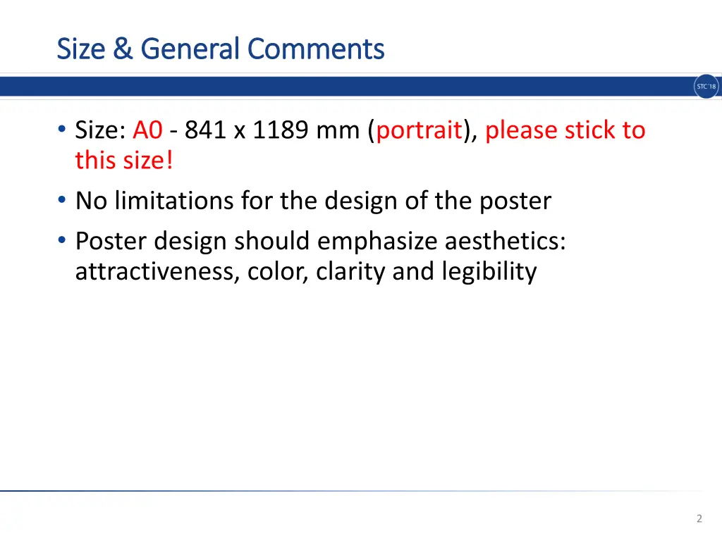size general comments size general comments
