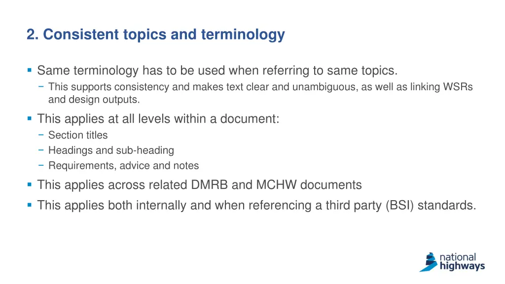 2 consistent topics and terminology