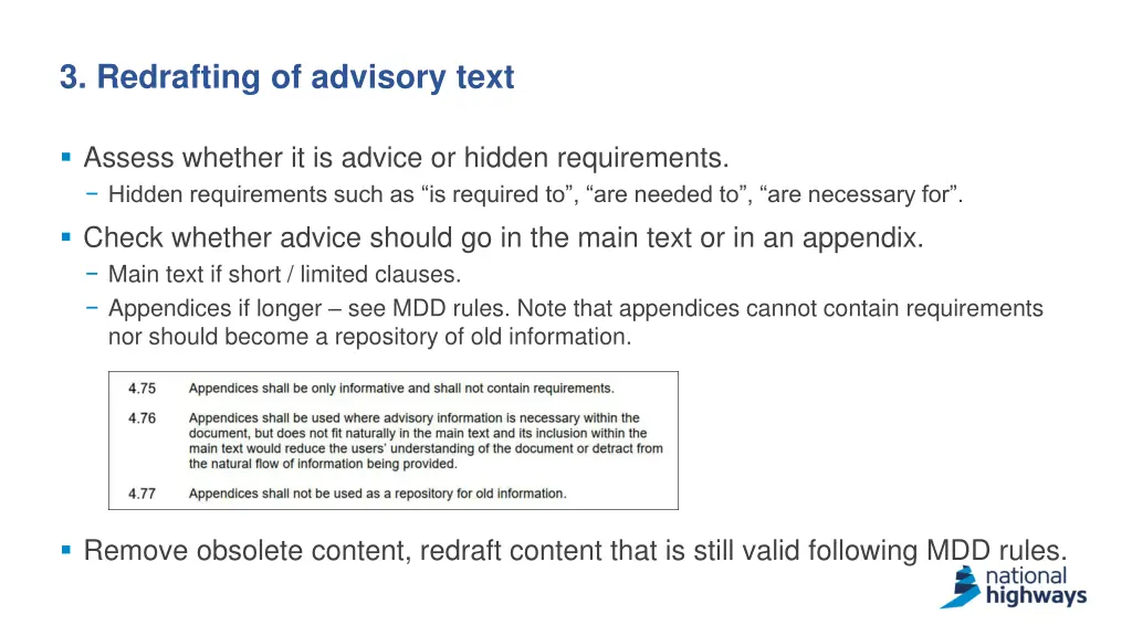 3 redrafting of advisory text