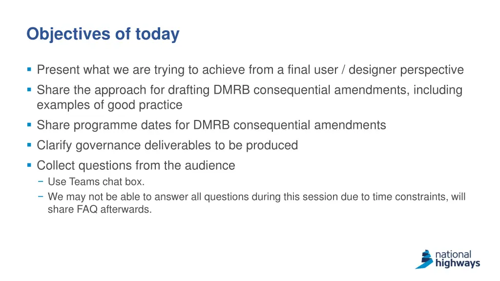 objectives of today