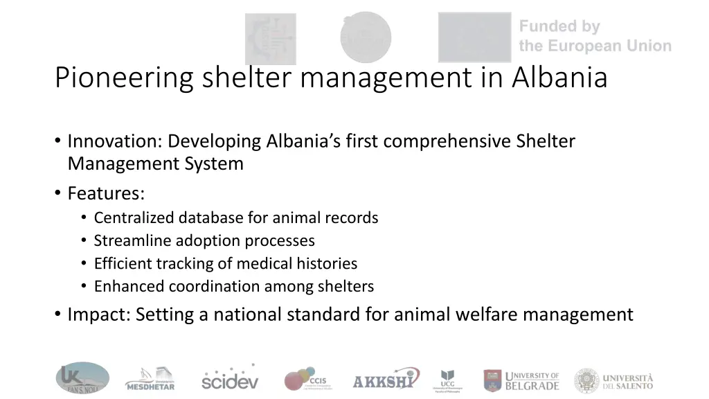 pioneering shelter management in albania