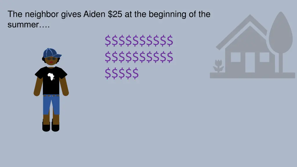 the neighbor gives aiden 25 at the beginning 1