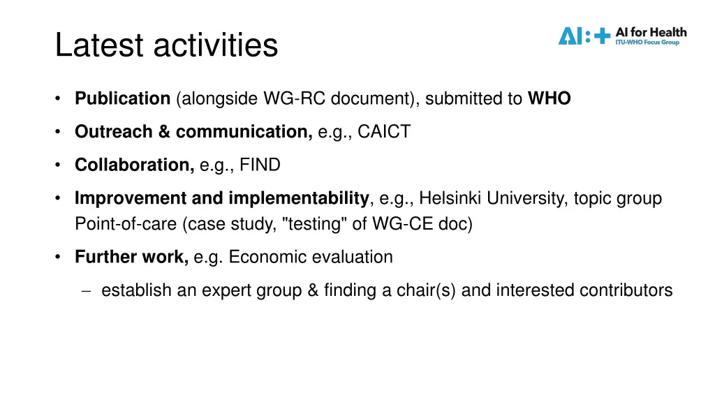 latest activities