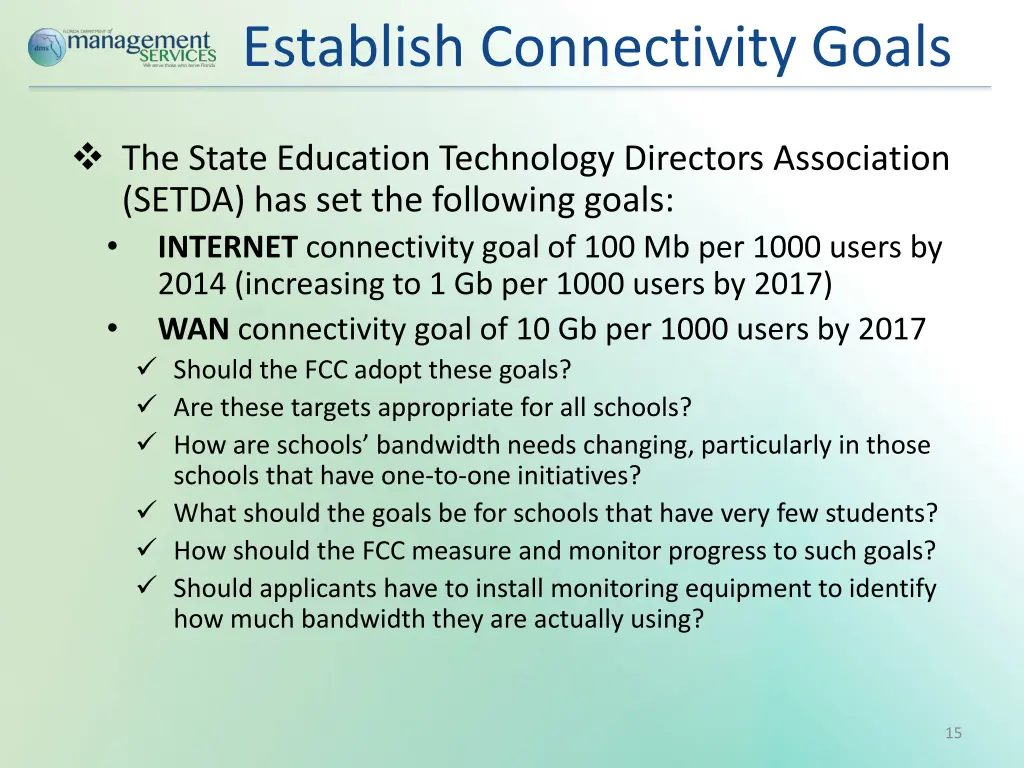 establish connectivity goals