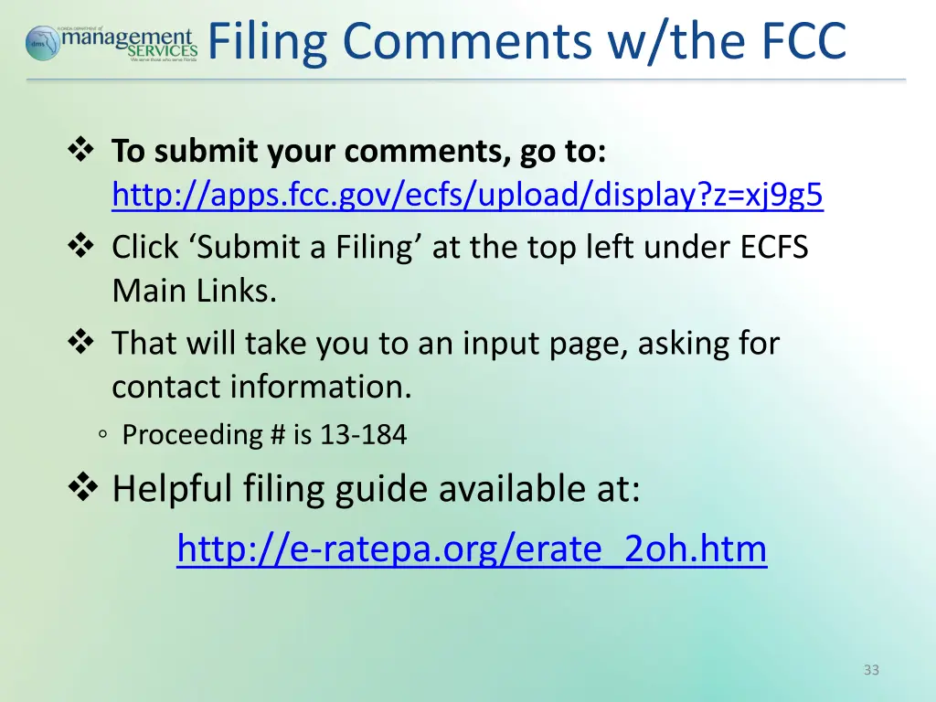 filing comments w the fcc