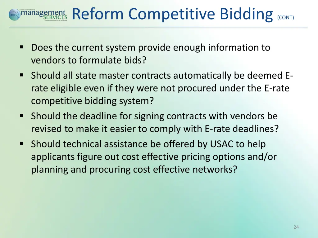 reform competitive bidding cont