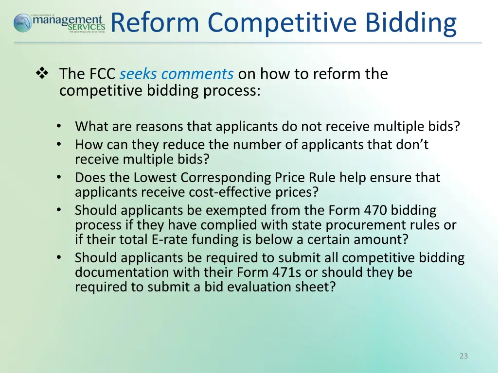 reform competitive bidding