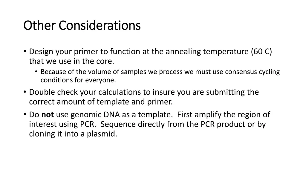 other considerations other considerations
