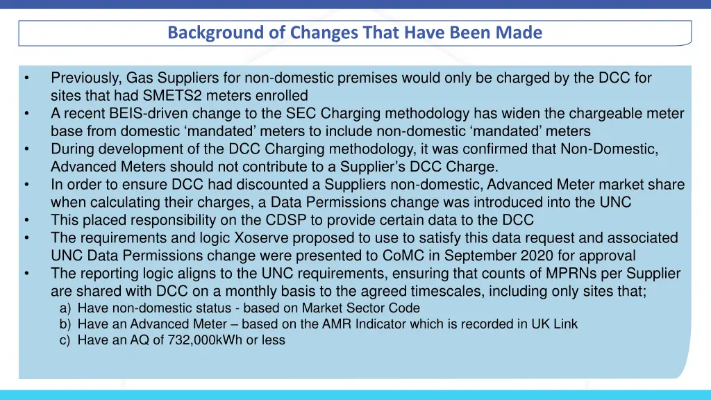 background of changes that have been made
