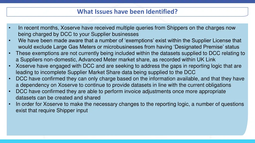 what issues have been identified