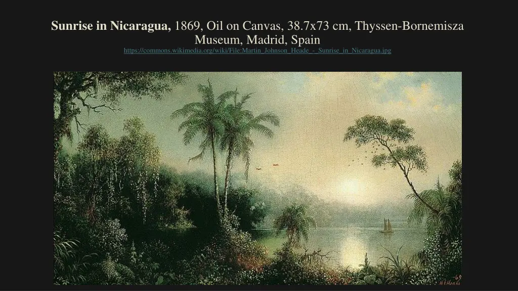 sunrise in nicaragua 1869 oil on canvas 38 7x73