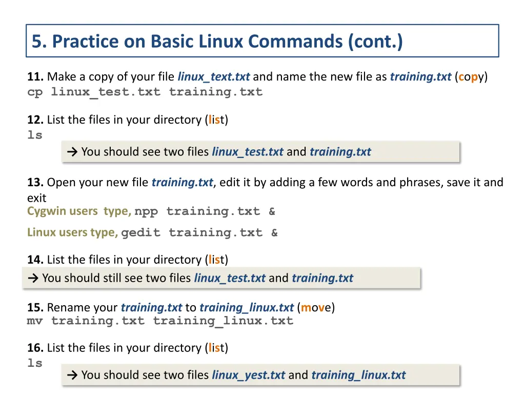5 practice on basic linux commands cont 1