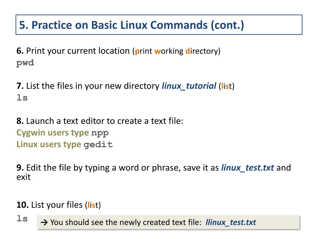 5 practice on basic linux commands cont