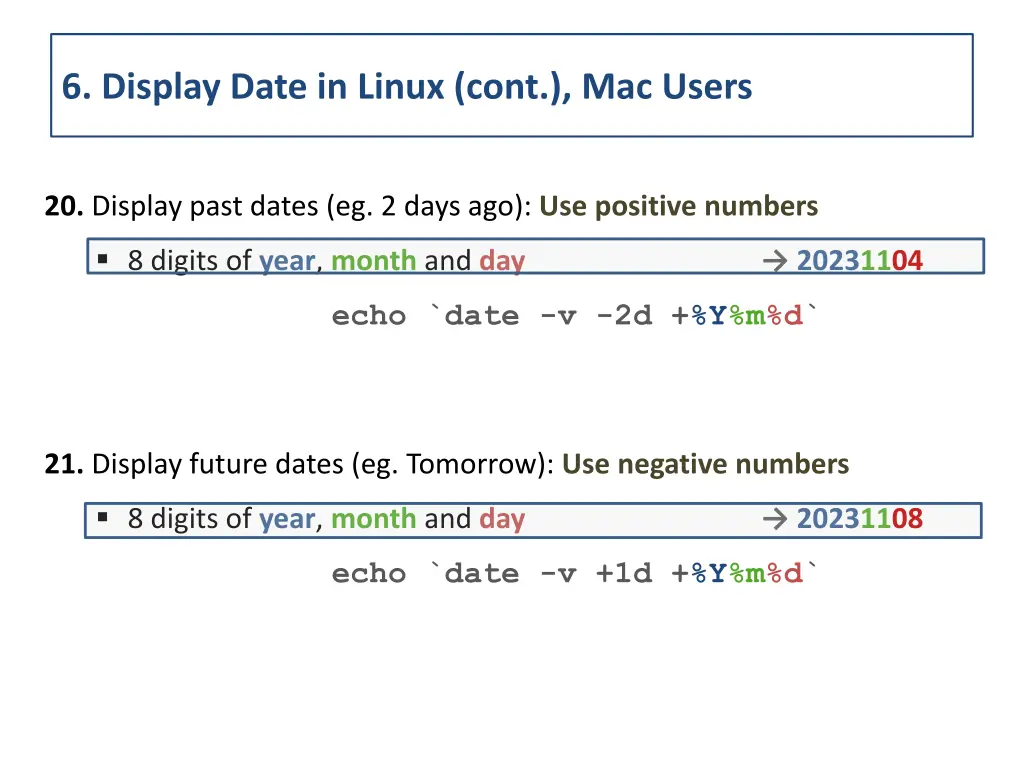6 display date in linux cont mac users