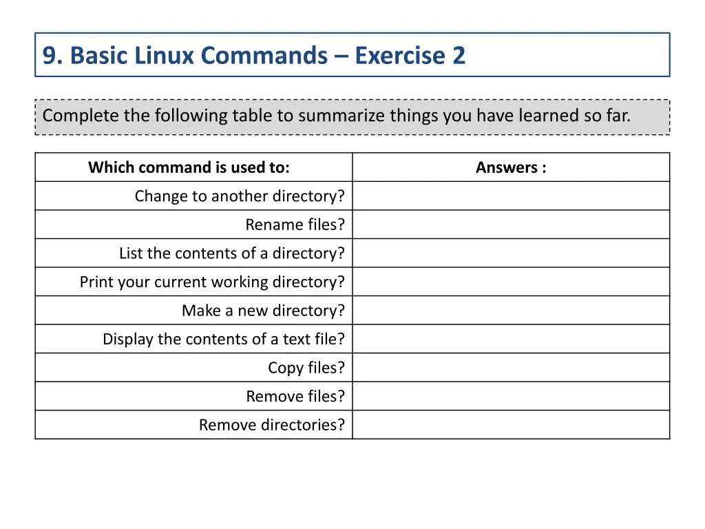 9 basic linux commands exercise 2