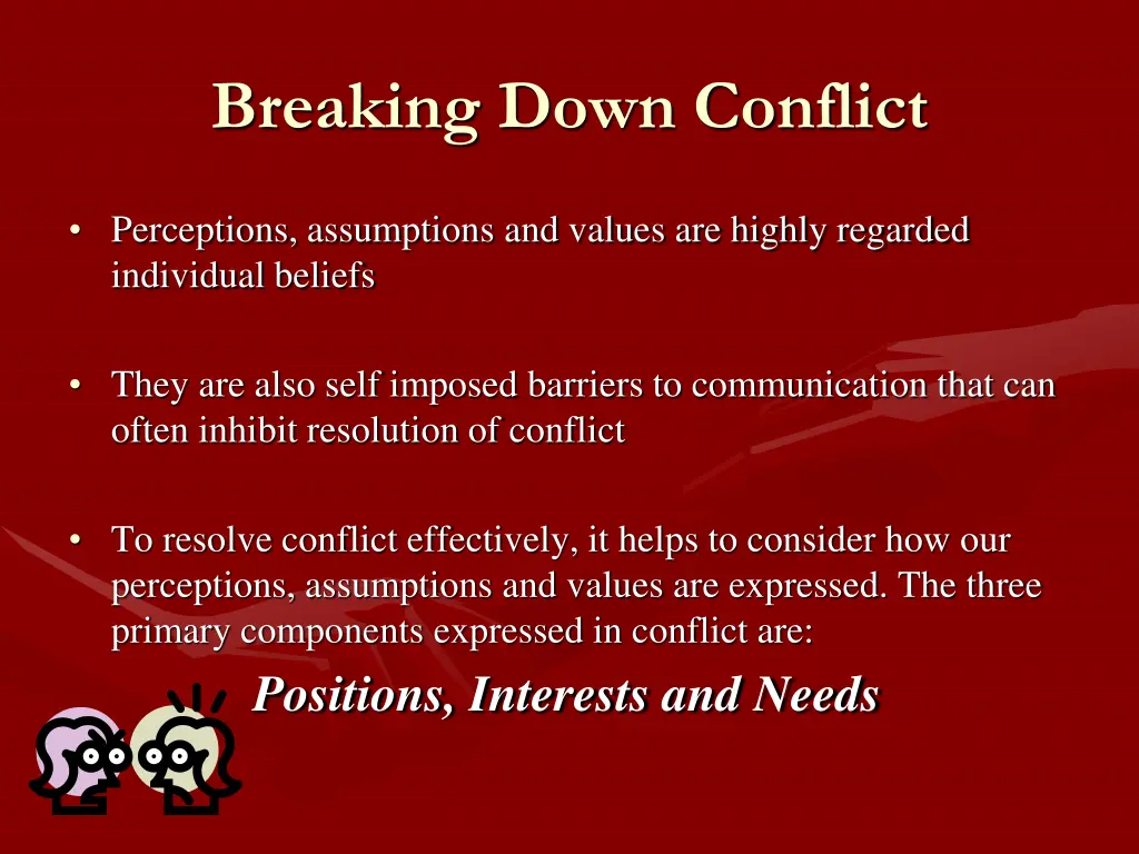 breaking down conflict