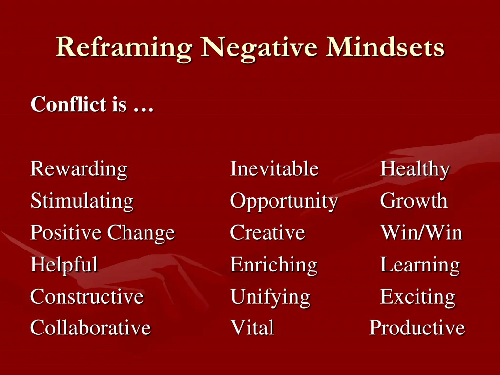reframing negative mindsets