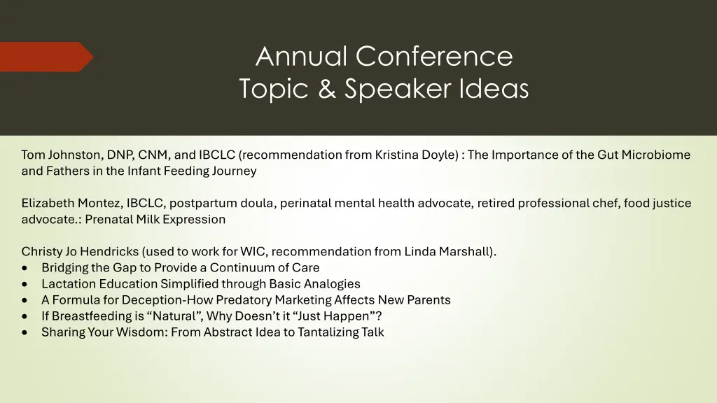 annual conference topic speaker ideas