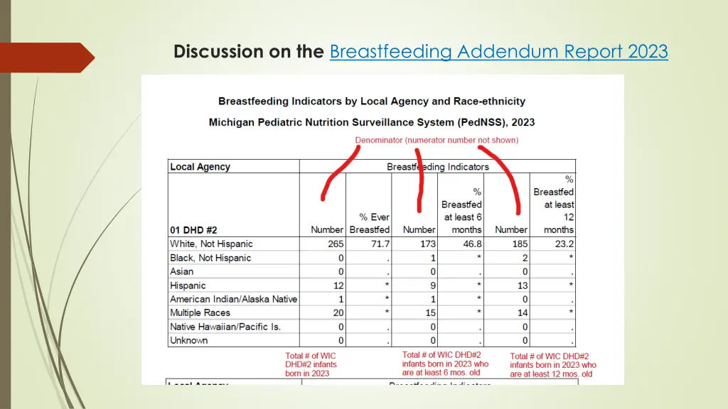 discussion on the breastfeeding addendum report