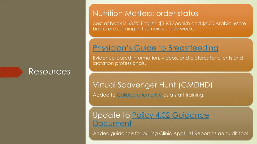 nutrition matters order status