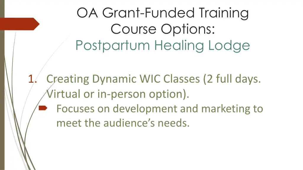 oa grant funded training course options