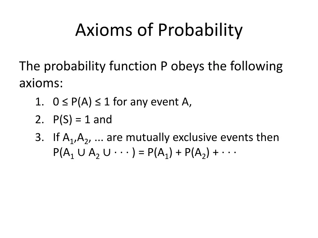 axioms of probability