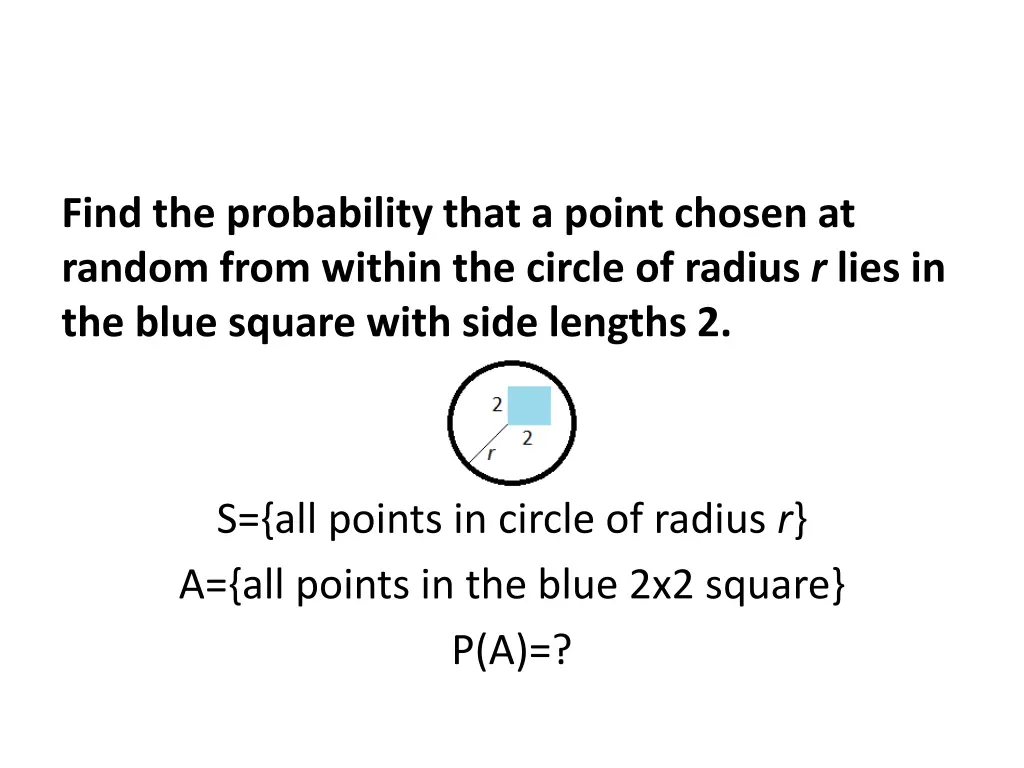 find the probability that a point chosen