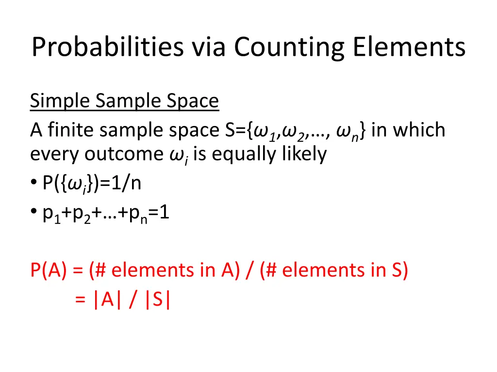 probabilities via counting elements