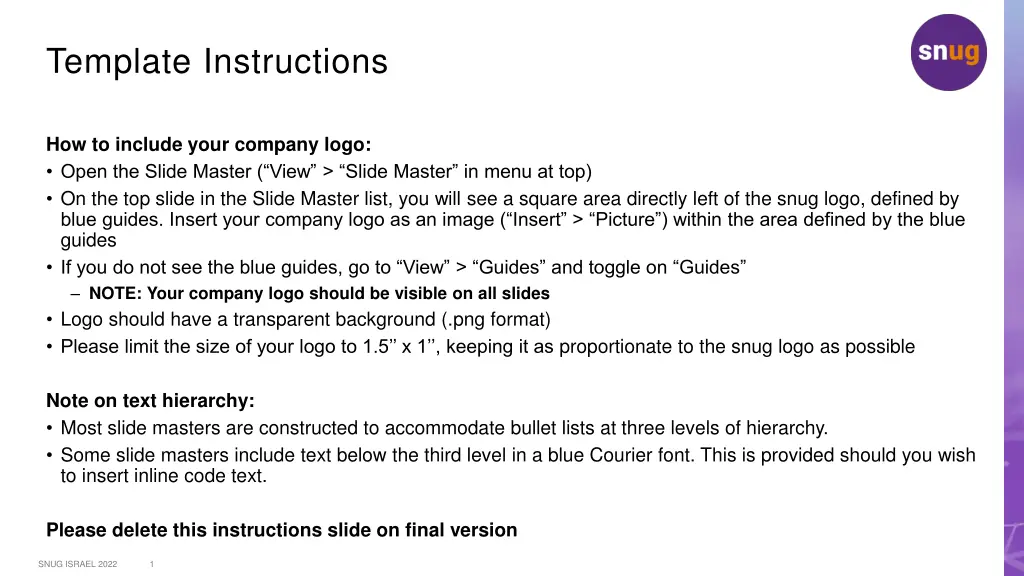 template instructions