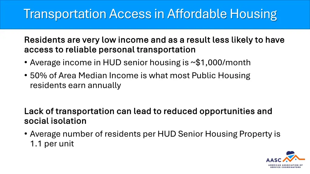 transportation access in affordable housing