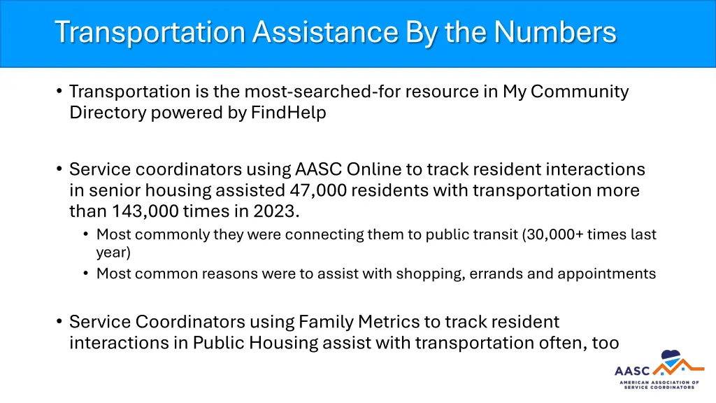 transportation assistance by the numbers