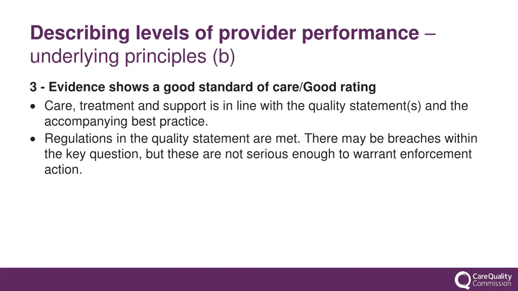 describing levels of provider performance 1