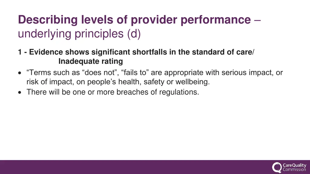 describing levels of provider performance 3