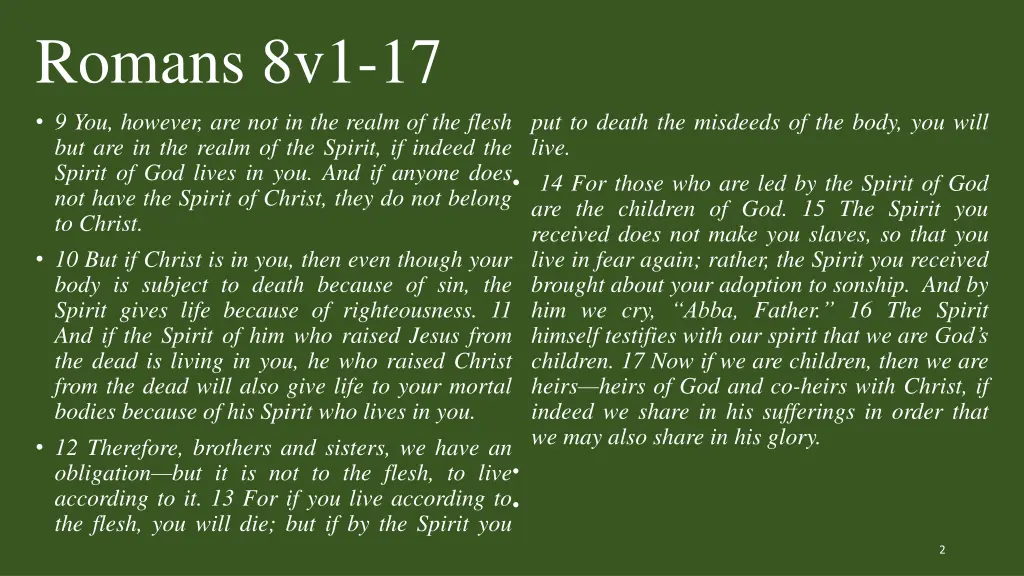 romans 8v1 17 9 you however are not in the realm
