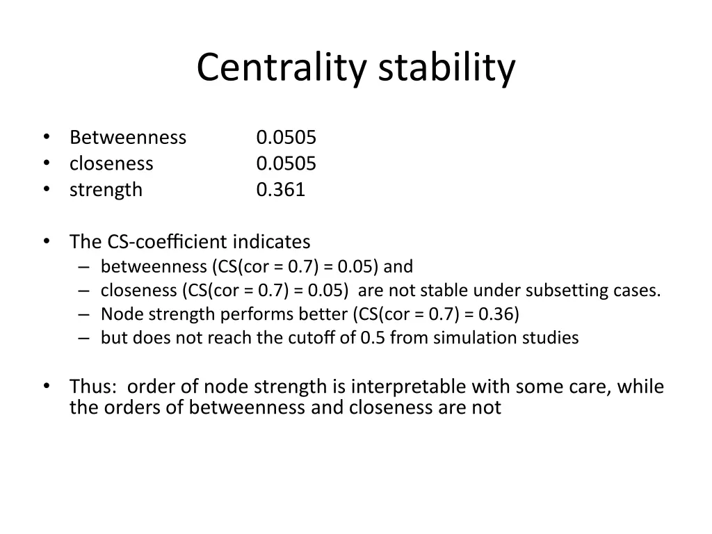 centrality stability 1